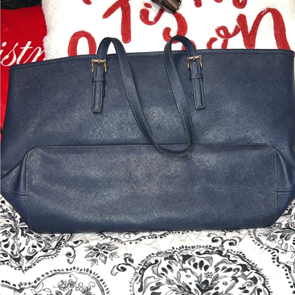 Michael Kors Dark Blue Tote with Gold Accents - Picture 4 of 7